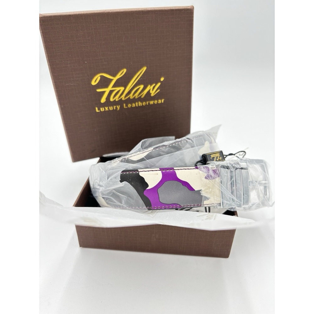 Falari Womens Genuine Leather Belt M 34-36 Purple Camo Y2K NIB